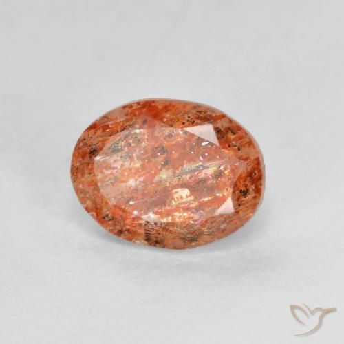 1.53 ct Orange Sunstone Stone, Natural Sunstone in Oval Facet Shape for Sale