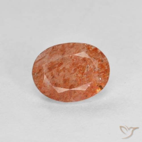 1.30 ct Orange Sunstone Stone, Natural Sunstone in Oval Facet Shape for Sale