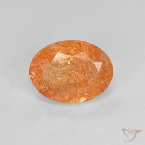 1.44ct Natural Deep Orange Sunstone, Oval, Translucent