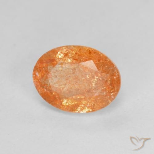 1.44 ct Orange Sunstone Stone, Natural Sunstone in Oval Facet Shape for Sale
