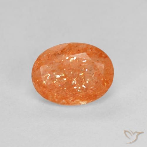 1.34 ct Orange Sunstone, 8 x 6.1 mm Oval Cut From India, Photo A