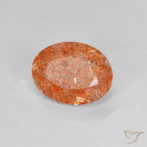 1.31 ct Orange Sunstone Stone, Natural Sunstone in Oval Facet Shape for Sale