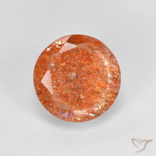 1.55 ct Orange Sunstone Stone, Natural Sunstone in Round Facet Shape for Sale
