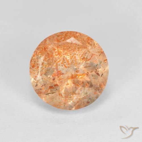 1.42ct Natural Light Peach Orange Sunstone, Round, Transparent