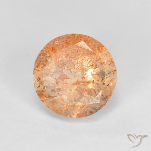1.42 ct Orange Sunstone Stone, Natural Sunstone in Round Facet Shape for Sale