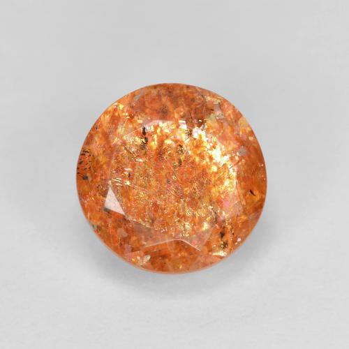 Reddish Orange Sunstone Gem - 1.5ct Round Facet (ID: 607766)