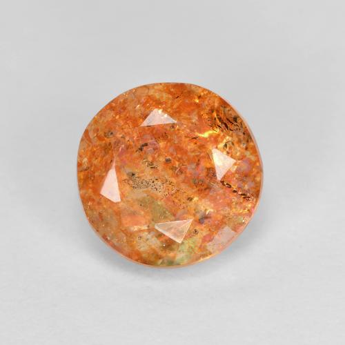 6,9mm Eliolite o pietra del sole arancione Sfaccettatura rotonda dall'India, peso di 1,23 ct, pietra preziosa naturale non trattati in purezza Transparent, Eliolite o pietra del sole 1pz - il colore è Arancione rossastra, durezza Mohs di 6 - 6,5, Photo A