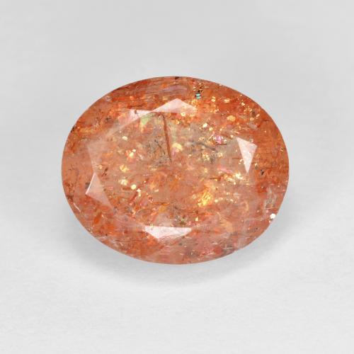 Reddish Orange Sunstone Gem - 3.8ct Oval Facet (ID: 607774)