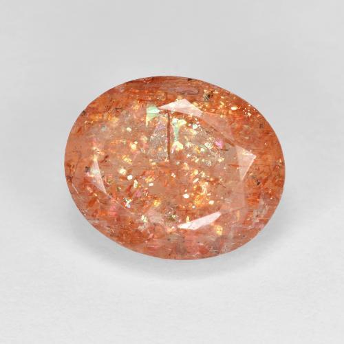3.78 ct Orange Sunstone Stone, Natural Sunstone in Oval Facet Shape for Sale