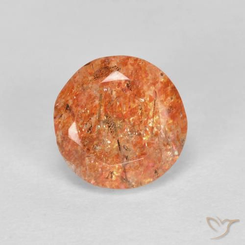 Piedra del Sol Naranja Circular de 7mm de India, peso de 1.33 ct, piedra preciosa natural No tratado en Translúcido Clarity, Piedra del Sol Faceta Redonda de 1 pieza - Color: Naranja jengibre, dureza Mohs de 6 - 6.5, Photo A