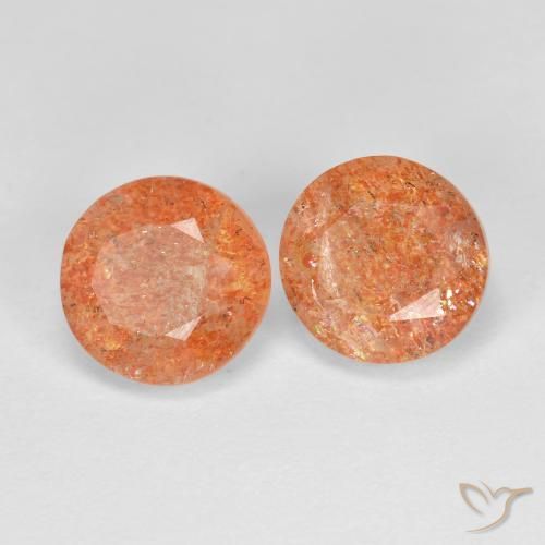 2.75ctw Natural Medium Orange Sunstone, Round, Translucent