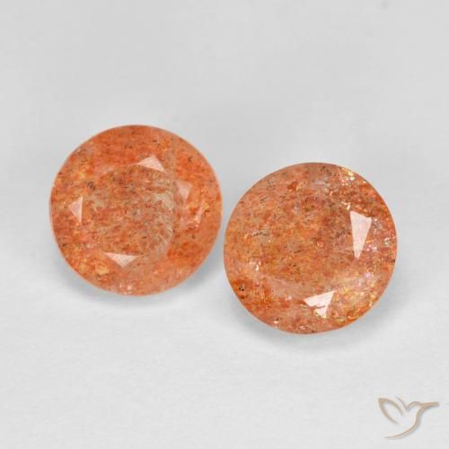 2.75 ctw Orange Sunstone Stones, Natural Sunstone in Round Facet Shape for Sale