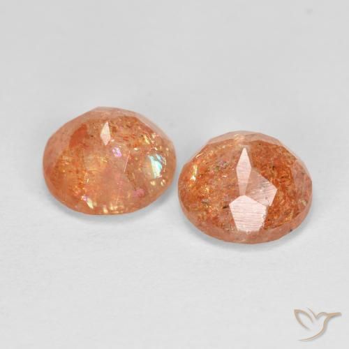 Sunstone Gemstones in 7 mm (calibrated) Size for Sale, Sunstone Stones in Medium Orange Color