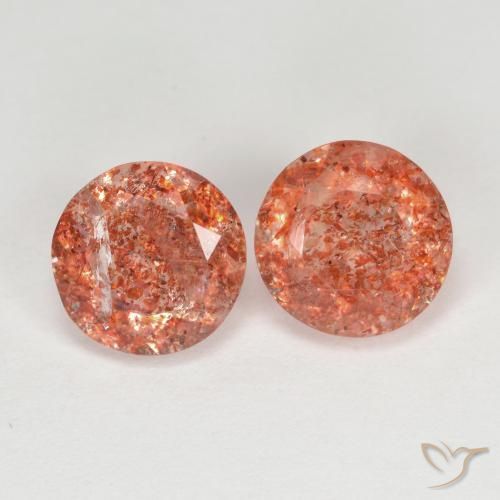 2.71 ctw Orange Sunstone Stones, Natural Sunstone in Round Facet Shape for Sale
