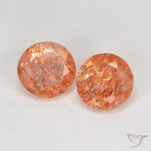 2.25ctw Natural Warm Orange Sunstone, Round, Translucent, Photo A