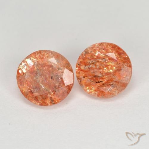 2.25 ctw Orange Sunstone Stones, Natural Sunstone in Round Facet Shape for Sale