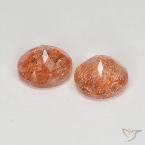 Sunstone Gemstones in 7 mm (calibrated) Size for Sale, Sunstone Stones in Warm Orange Color