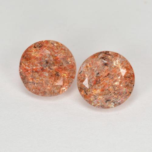 Warm Orange Sunstone Gem - 1.3ct Round Facet (ID: 608829)
