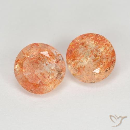 2.84 ctw Orange Sunstone Stones, Natural Sunstone in Round Facet Shape for Sale