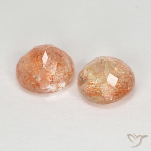 Sunstone Gemstones in 7 mm (calibrated) Size for Sale, Sunstone Stones in Medium-Light Orange Color