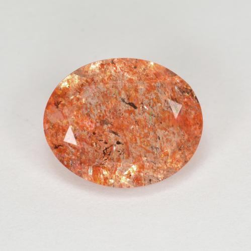 3.15 ct Orange Sunstone Gemstone, Sunstone Gem in Oval Facet Shape for Sale.