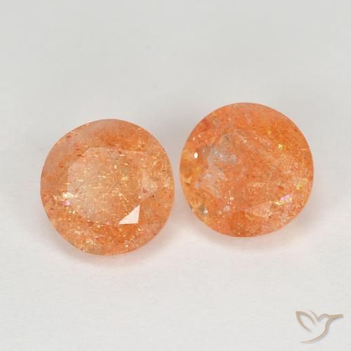 2.69 ctw Orange Sunstone Stones, Natural Sunstone in Round Facet Shape for Sale