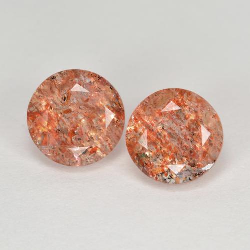 Reddish Orange Sunstone Gem - 1.3ct Round Facet (ID: 608833)