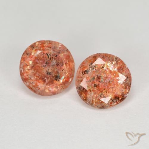 2.08ctw Natural Reddish Orange Sunstone, Round, Transparent