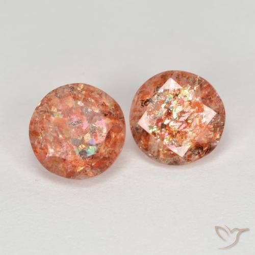 2.08 ctw Orange Sunstone Stones, Natural Sunstone in Round Facet Shape for Sale