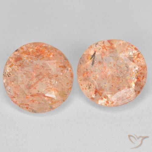 2.05 ctw Orange Sunstone Stones, Natural Sunstone in Round Facet Shape for Sale