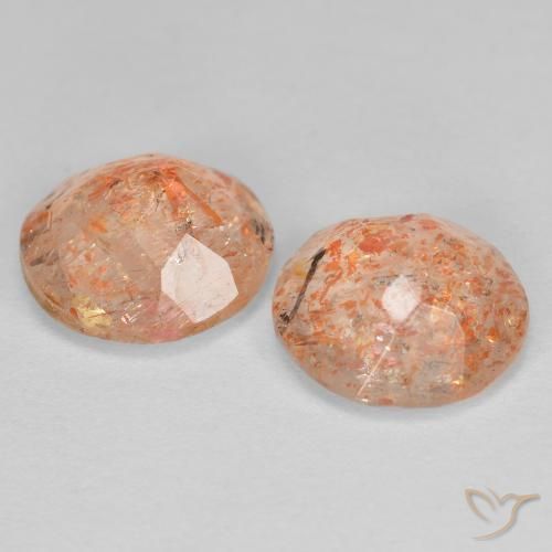Sunstone Gemstones in 7 mm (calibrated) Size for Sale, Sunstone Stones in Light Orange Color