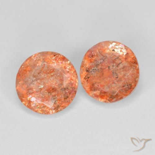 2.16 ctw Orange Sunstone Stones, Natural Sunstone in Round Facet Shape for Sale