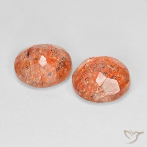 Sunstone Gemstones in 7 mm (calibrated) Size for Sale, Sunstone Stones in Reddish Orange Color