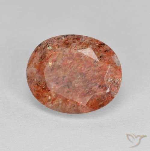 3.40 ct Orange Sunstone Stone, Natural Sunstone in Oval Facet Shape for Sale