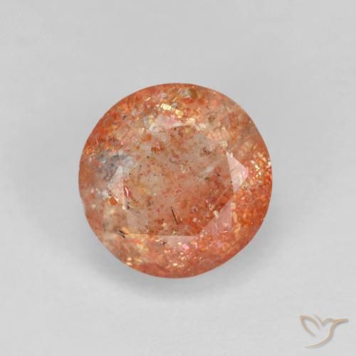 1.53ct Natural Grapefruit Orange Sunstone, Round, Translucent