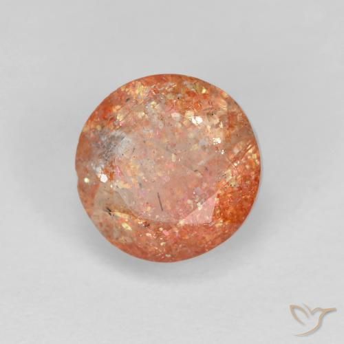 1.53 ct Orange Sunstone Stone, Natural Sunstone in Round Facet Shape for Sale