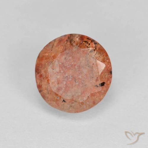 1.45 ct Orange Sunstone Stone, Natural Sunstone in Round Facet Shape for Sale