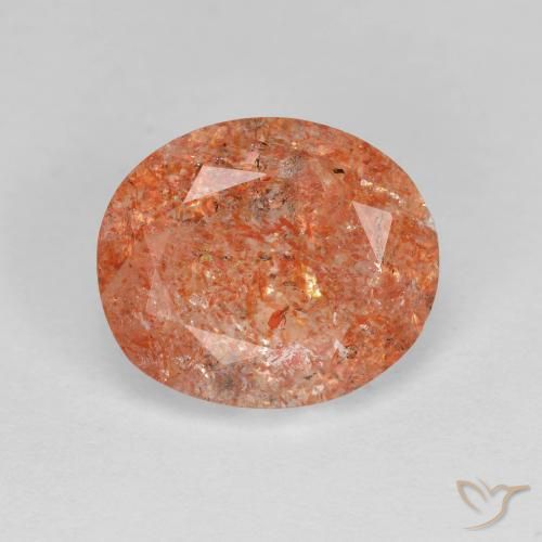 3.19ct Natural Reddish Orange Sunstone, Oval, Transparent