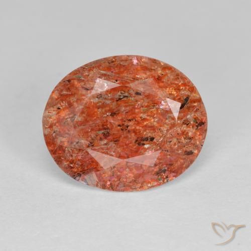 2.80ct Natural Reddish Orange Sunstone, Oval, Transparent