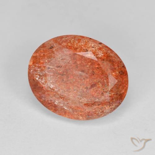 3.59 ct Orange Sunstone Stone, Natural Sunstone in Oval Facet Shape for Sale