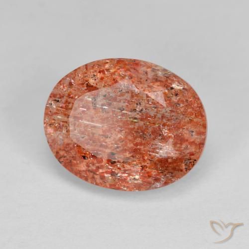 3.47 ct Orange Sunstone Stone, Natural Sunstone in Oval Facet Shape for Sale