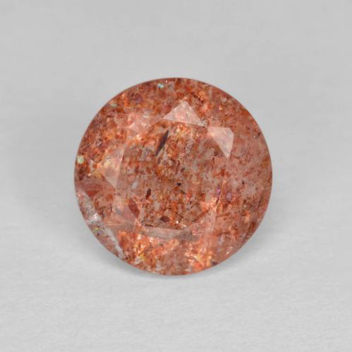 Reddish Orange Sunstone Gem - 1.2ct Round Facet (ID: 609050)