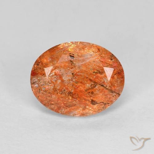 10,1 x 8,1mm Eliolite o pietra del sole arancione Ovale sfaccettato dall'India, peso di 2,93 ct, pietra preziosa naturale non trattati in purezza Transparent, Eliolite o pietra del sole 1pz - il colore è Arancione brillante, durezza Mohs di 6 - 6,5, Photo A