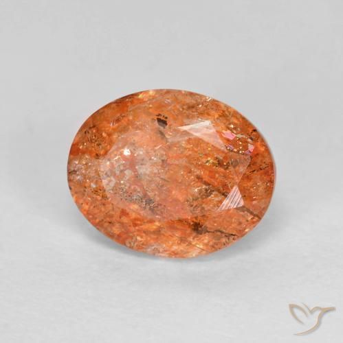 2.93 ct Orange Sunstone Stone, Natural Sunstone in Oval Facet Shape for Sale