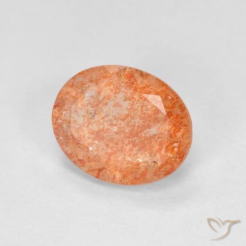 2.28 ct Orange Sunstone Stone, Natural Sunstone in Oval Facet Shape for Sale