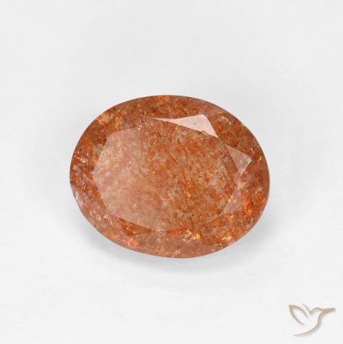 2.41 ct Orange Sunstone Stone, Natural Sunstone in Oval Facet Shape for Sale
