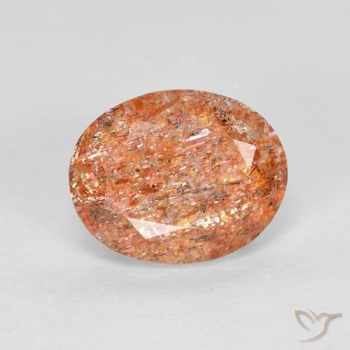 2.62 ct Orange Sunstone Stone, Natural Sunstone in Oval Facet Shape for Sale