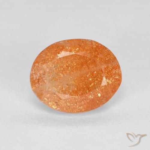 2.51 ct Orange Sunstone Stone, Natural Sunstone in Oval Facet Shape for Sale