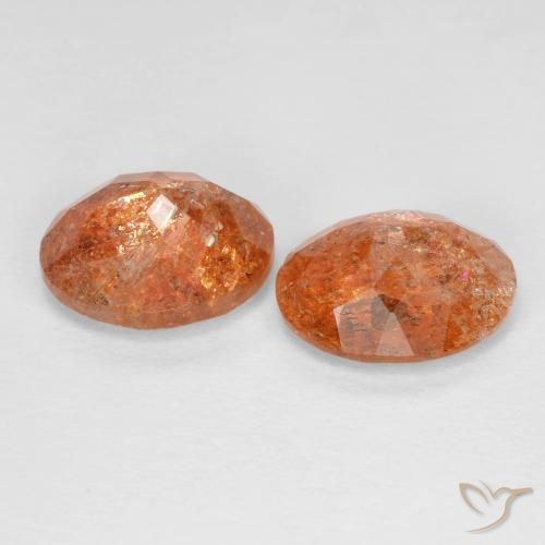 Sunstone Gemstones in 10 x 8 mm (calibrated) Size for Sale, Sunstone Stones in Reddish Orange Color
