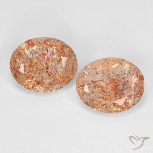 4,08 ct orangefarbener Sonnenstein, 9,9 x 8,1 mm Ovalschliff aus Indien, Photo A